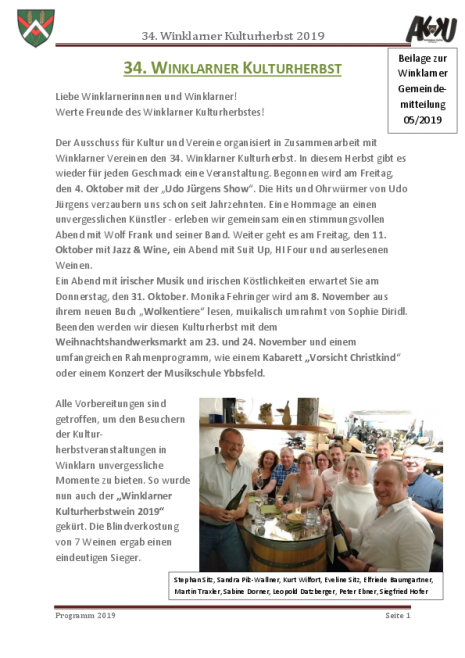 34. Winklarner Kulturherbst 2019