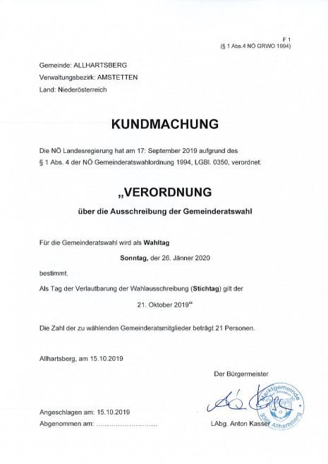 Verlautbarung GR-Wahl2020