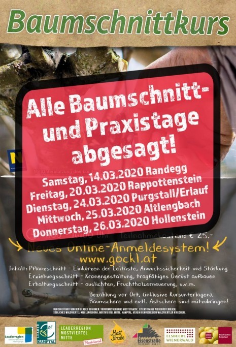 Absage Obstbaumschnittkurs