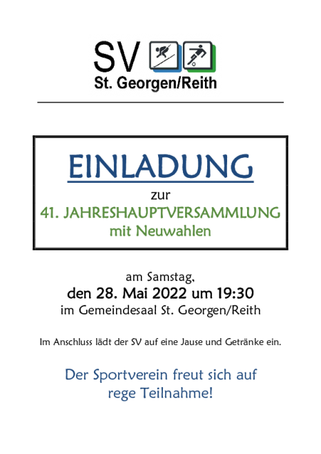 Einladung Sportverein JHV 2022