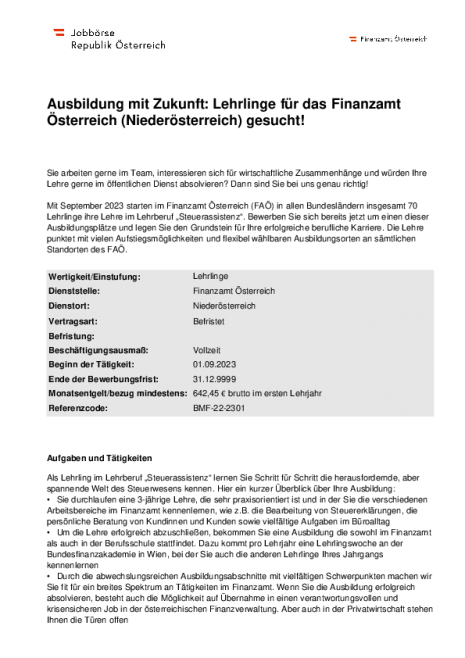 Lehrlinge für das Finanzamt Österreich (Niederösterreich) gesucht! .pdf
