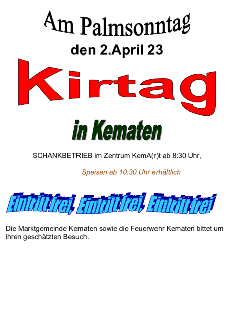 Vorankündigung Kirtag 23