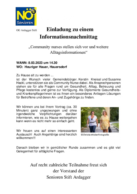 Einladung Community Nurses 8.3.