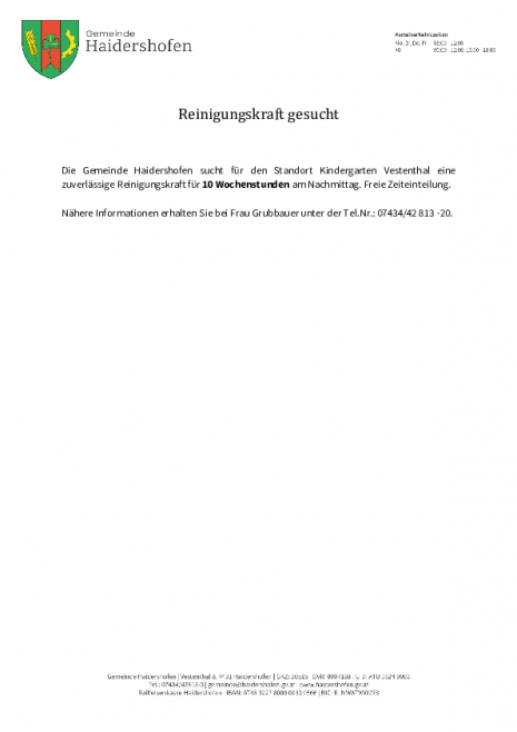 StellenausschreibungReinigung