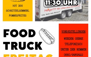 _Mittag Essen Food Truck Hamburger Flyer Illustration Foto Rot Gelb.jpg