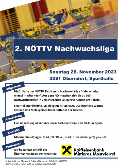 NÖTTV Nachwuchsliga Ausschreibung