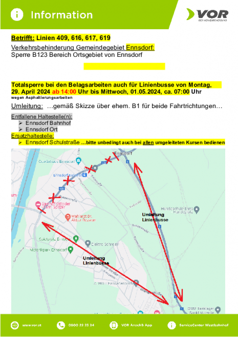Änderung Sperre auf 29.04.-01.05.2024_INFO_VOR-Linien 409,616,617,619 Sperre B123 Bereich Ortsgebiet Ennsdorf.pdf