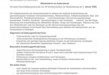 Stellenausschreibung Bauhofmitarbeiter