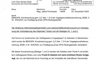 Kundmachung_Vogelgesundheitsverordnung z. Festlegung eine HPAI-Risikogebietes_page-0001.jpg