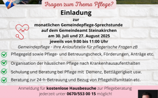 Vorankündigung monatliche Sprechstunde Steinakirchen Juli und August 2025