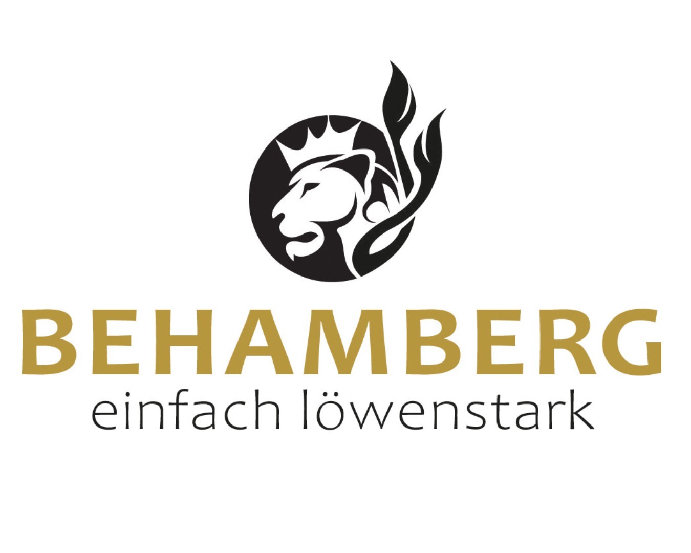Ein Kreis mit einem stilisierten Löwenkopf und Flammen.