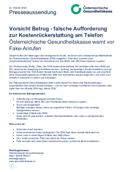 20251022_PA_Vorsicht Betrug_falsche Aufforderung zur ÖGK Kostenrückerstattung am Telefon.pdf