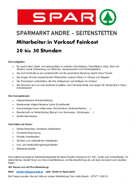 Inserat Marktmitarbeiter VerkäuferIn Feinkost - Sparmarkt Seitenstetten.pdf