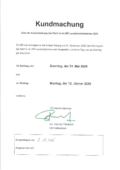 Kundmachung Ausschreibung Landarbeiterkammerwahl 2026.pdf