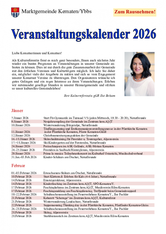 Veranstaltungskalender 2026