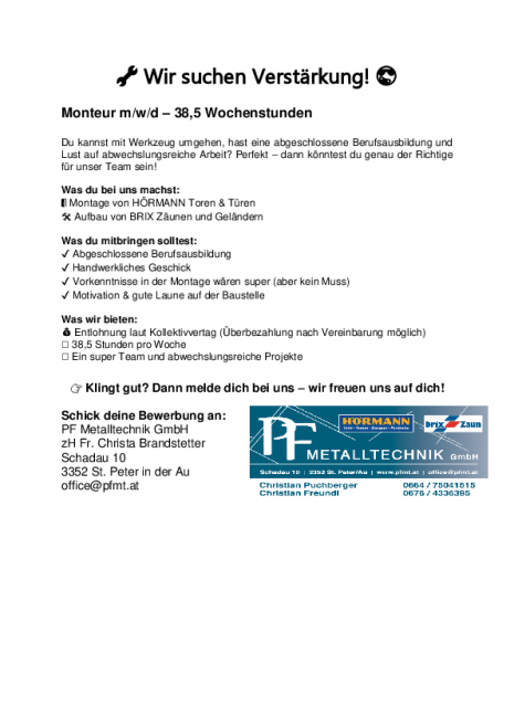 PF Stelleninserat_2026