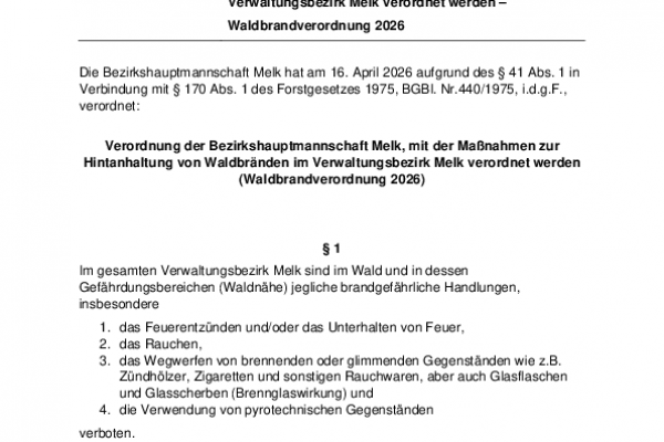 Waldbrandverordnung 2026