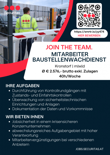 Flyer Baustellenwachdienst Kronstorf