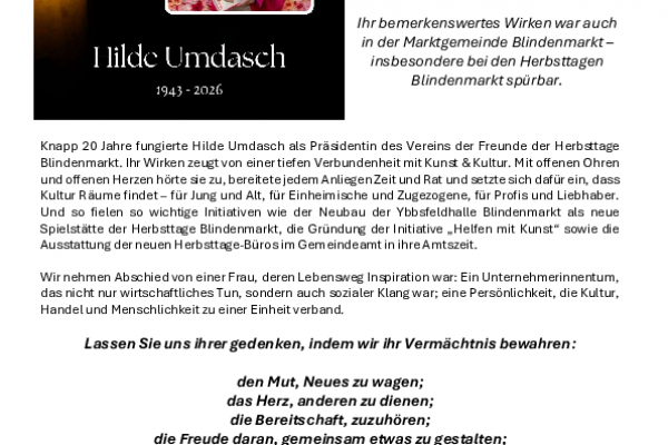 Nachruf Hilde Umdasch