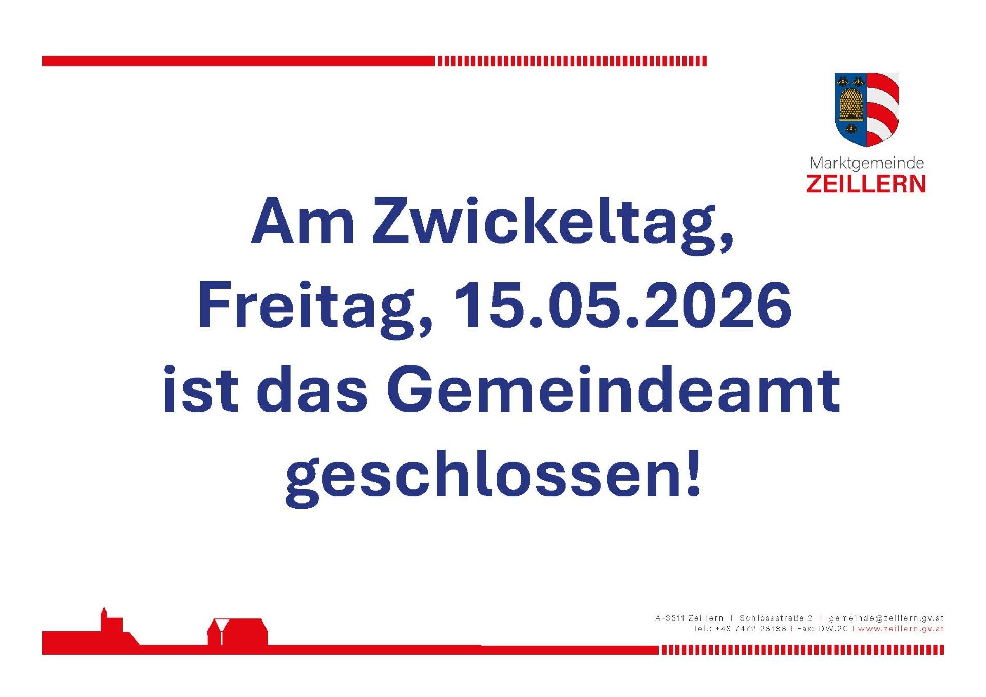 Zwickeltage geschlossen