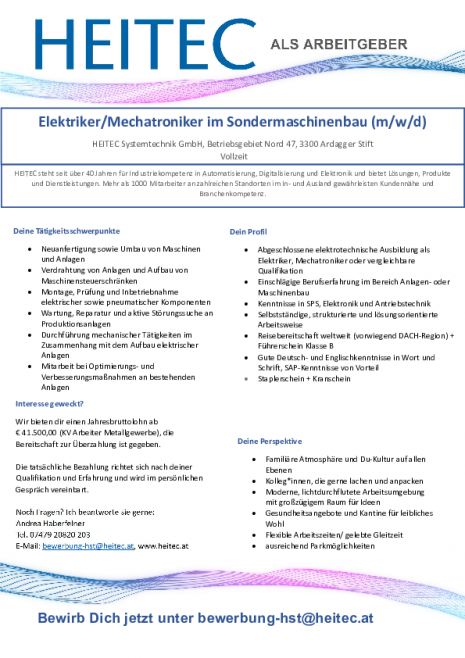 Stelleninserat Elektriker