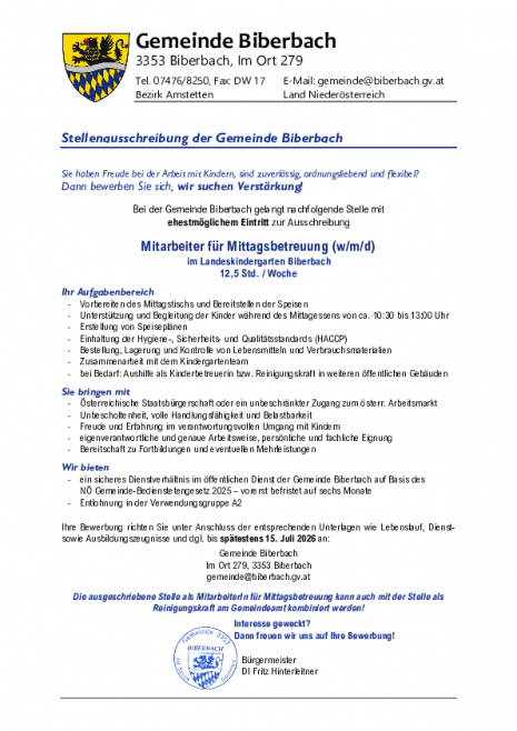 Mittagsbetreuung Kindergarten