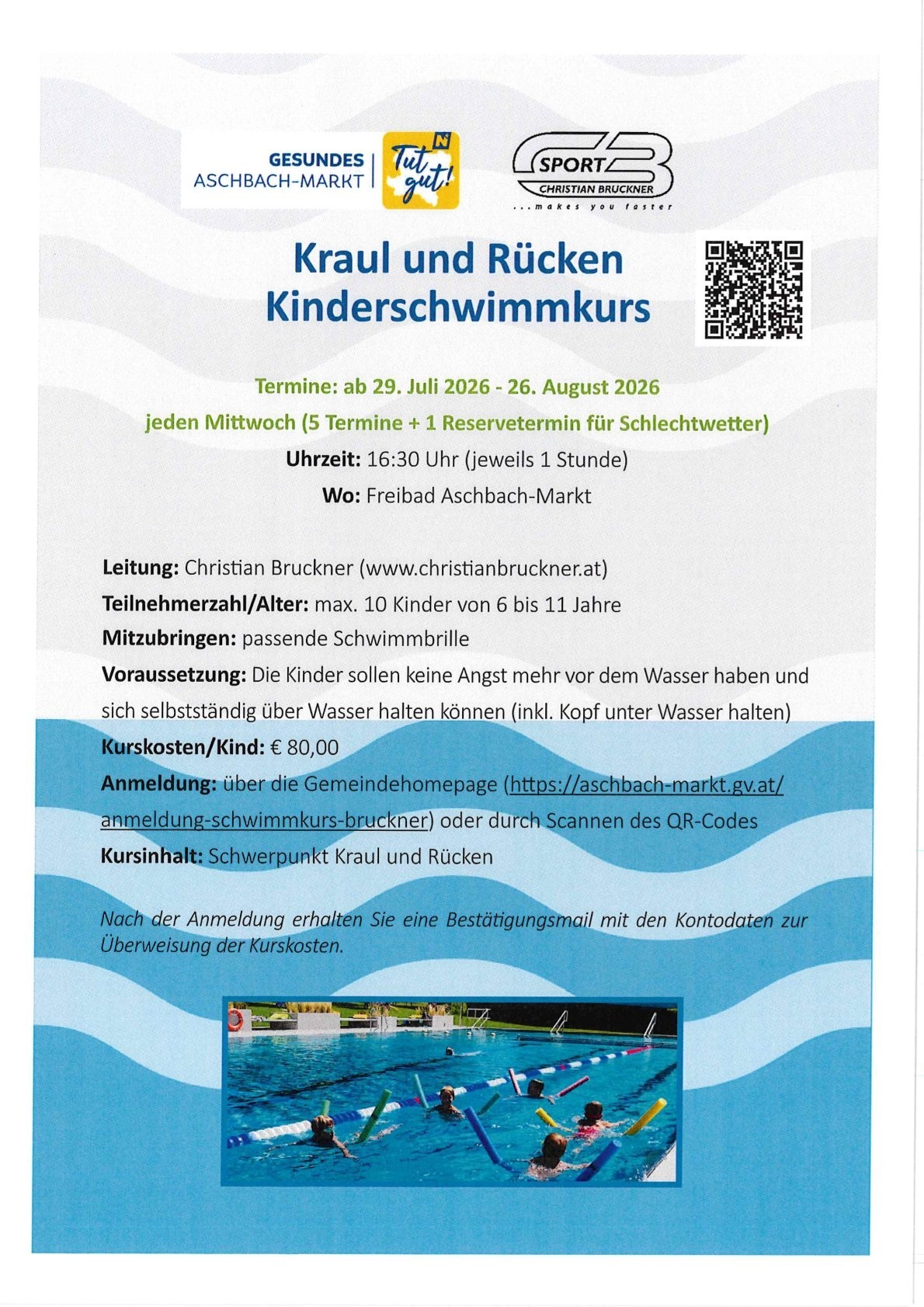 Kraul und Rücken Kinderschwimmkurs