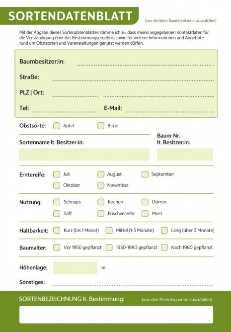 Sortendatenblatt