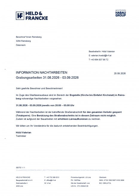 Information Nachtarbeit