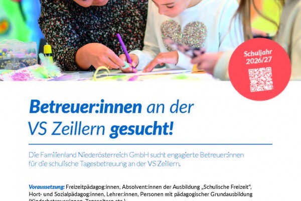 Familienland_Betreuung_Stelleninserat Betreuer SJ 26-27_Zeillern_Stand 20082026