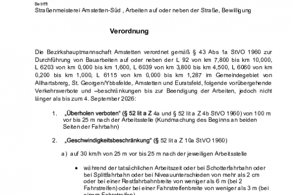 Allhartsberg, § 90, L 92, L 6203,  Flächige Fahrbahnsanierung