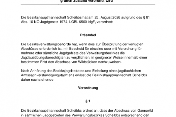 Grünvorlageverordnung für Gamswild 