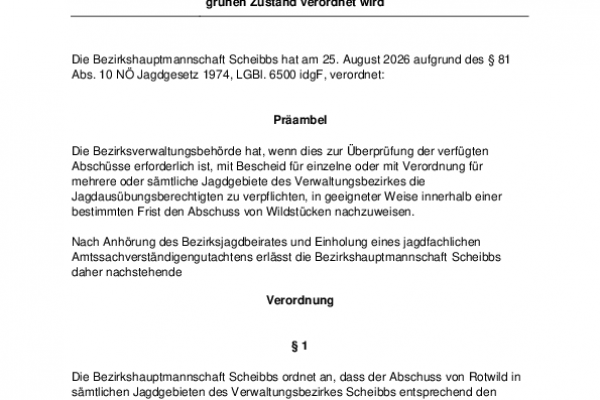 Grünvorlageverordnung für Rotwild