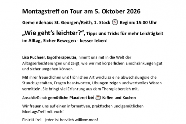 AusschreibungMontagstreff on Tour