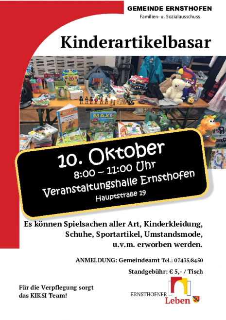 Kinderartikelbasar 10.10.2026 Plakat