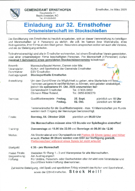 Ortsmeisterschaft Stockschießen