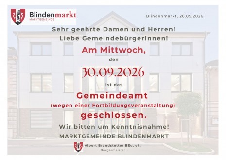 GEMEINDEAMT GESCHLOSSEN 30.09.2026