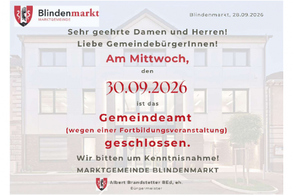 GEMEINDEAMT GESCHLOSSEN 30.09.2026