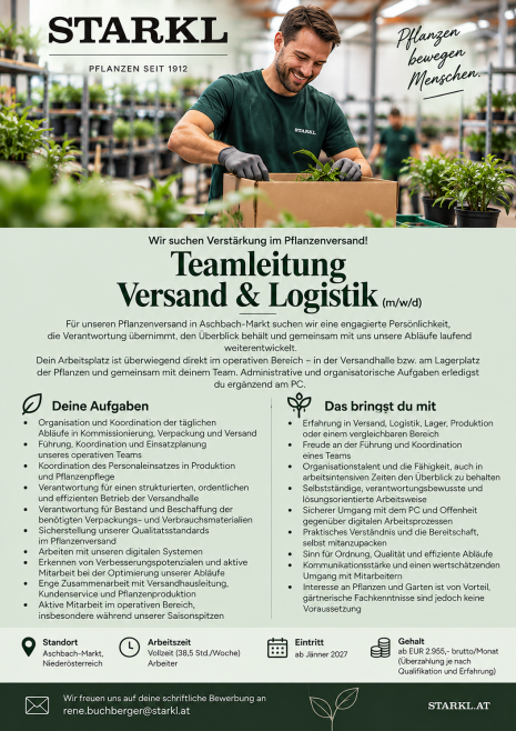 Teamleitung Versand & Logistik bei STARKL