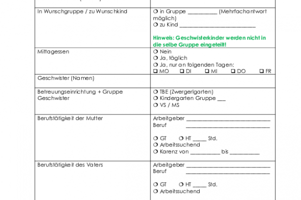 1. Kindergarteneinschreibung