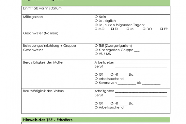 1. TBE Einschreibung