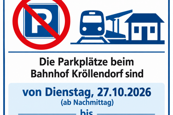Parkplatzsperre am Bahnhof Kröllendorf