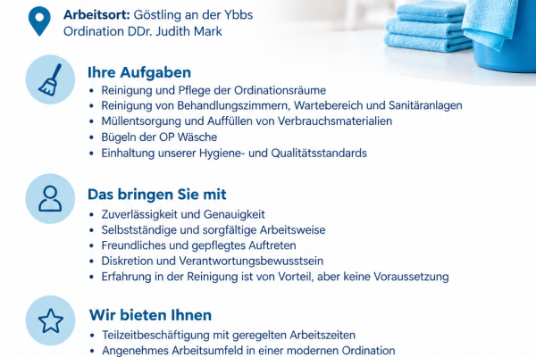 Stellenausschreiben Reinigungskraft